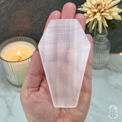 Polished Selenite Coffin Bowl Carvings