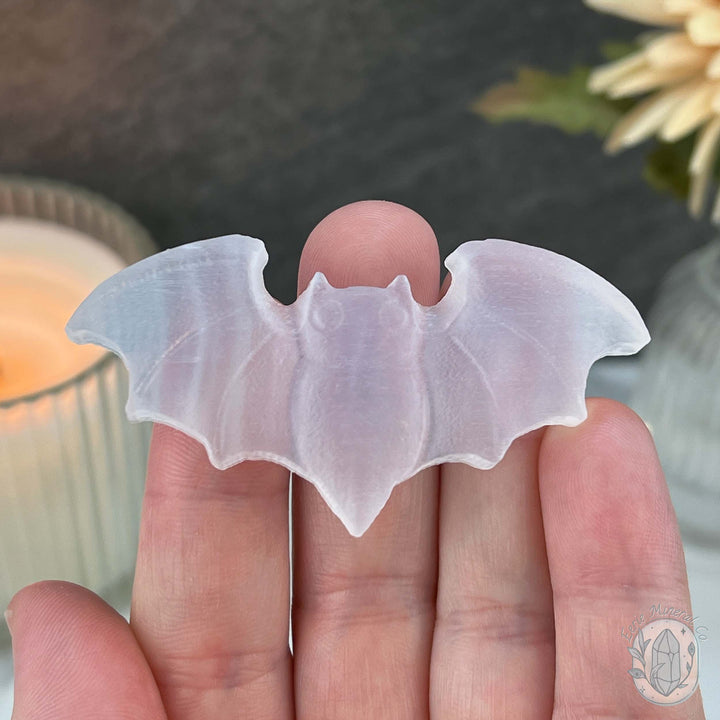 Raw Selenite Halloween Flying Bat Carvings