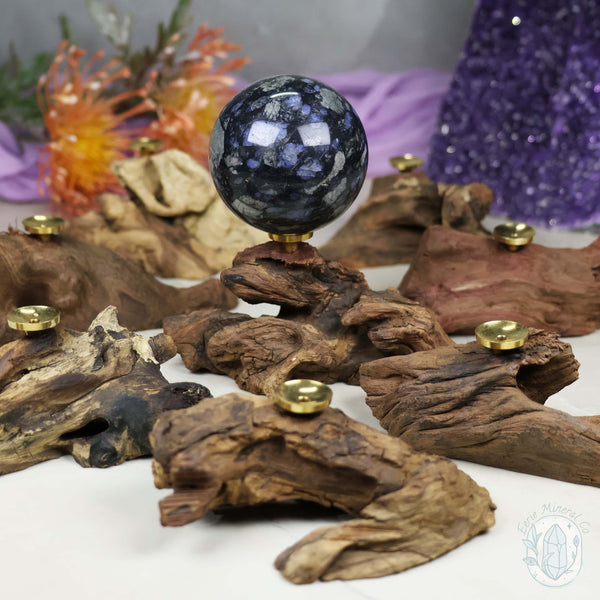 Natural Driftwood Style Single Sphere Holder Stands