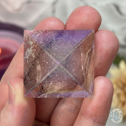 Aura Clear Quartz Pyramid Carvings - Small