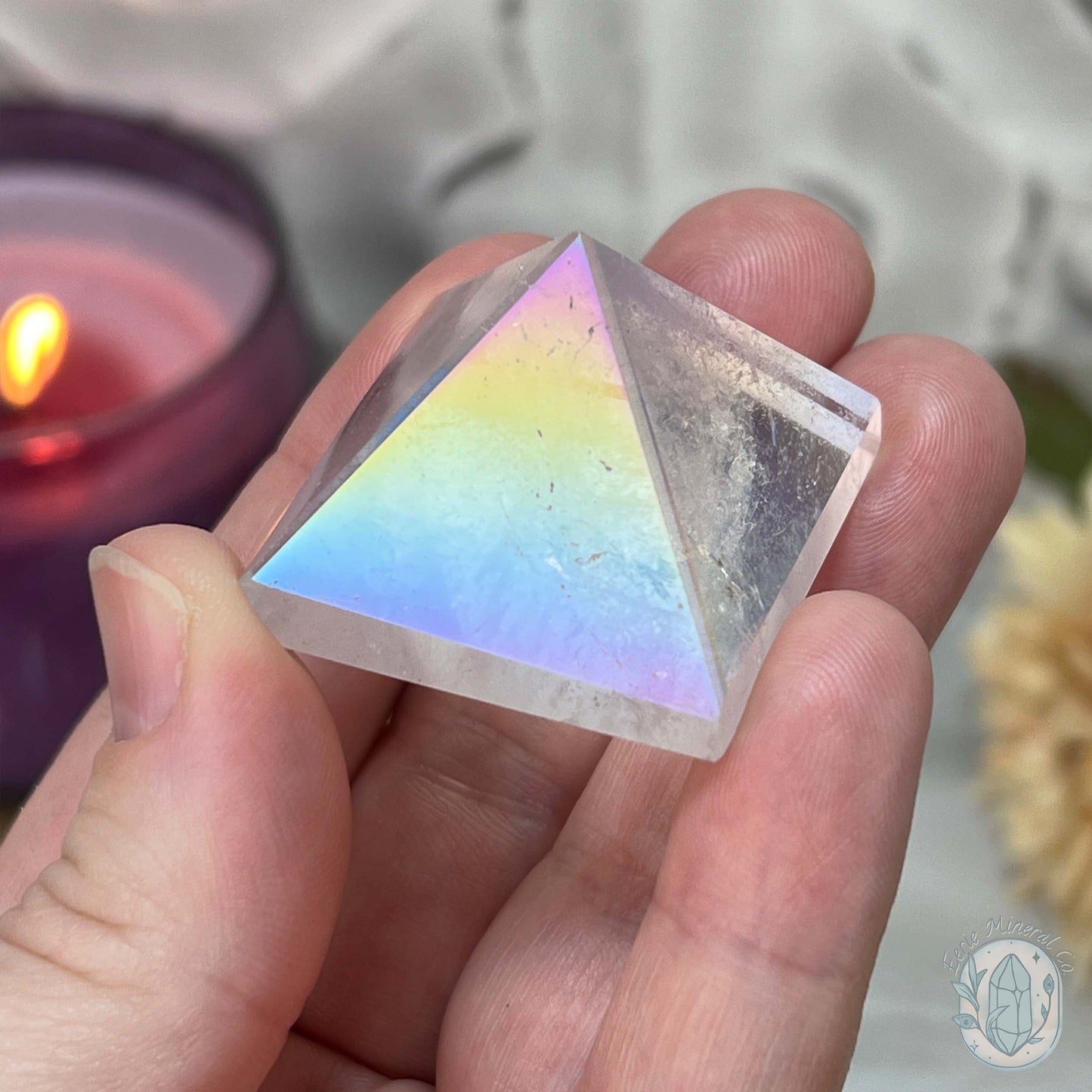 Aura Clear Quartz Pyramid Carvings - Small