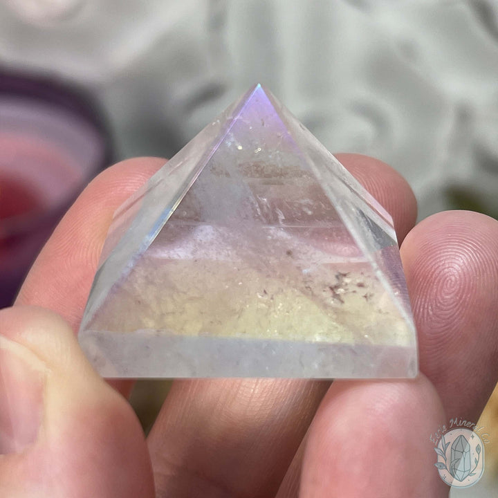 Aura Clear Quartz Pyramid Carvings - Small