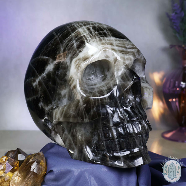 Large Smoky Quartz Skull Carving