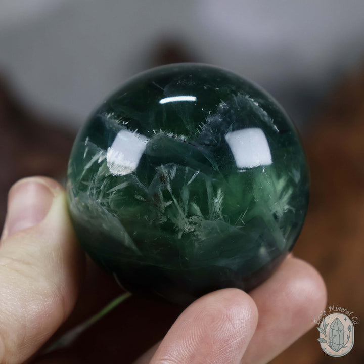 48mm Snowflake Fluorite Sphere