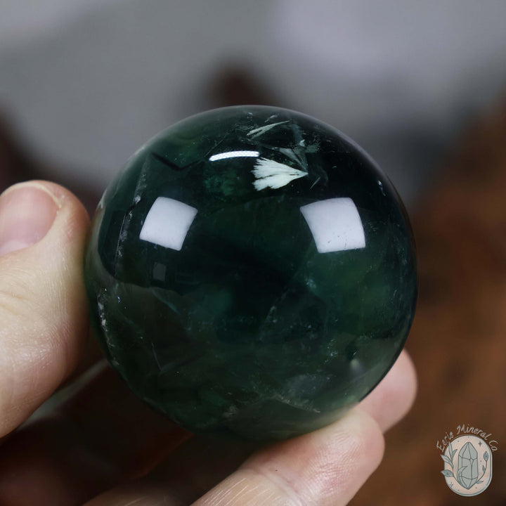 48mm Snowflake Fluorite Sphere