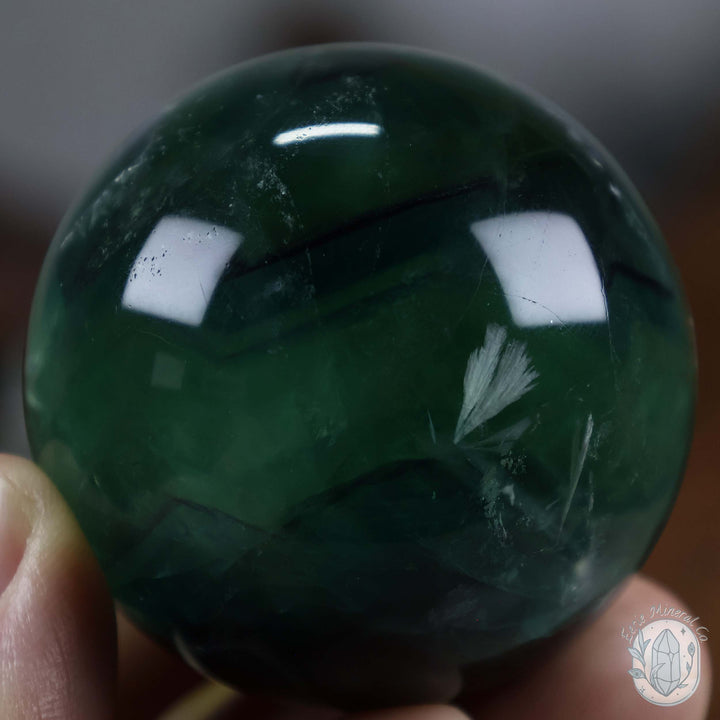 48mm Snowflake Fluorite Sphere