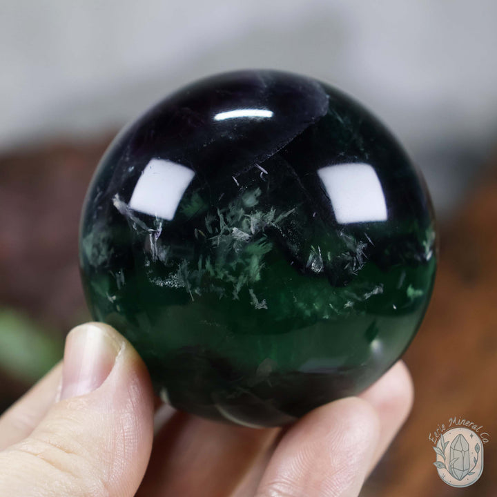 59mm Snowflake "Feather" Fluorite Sphere