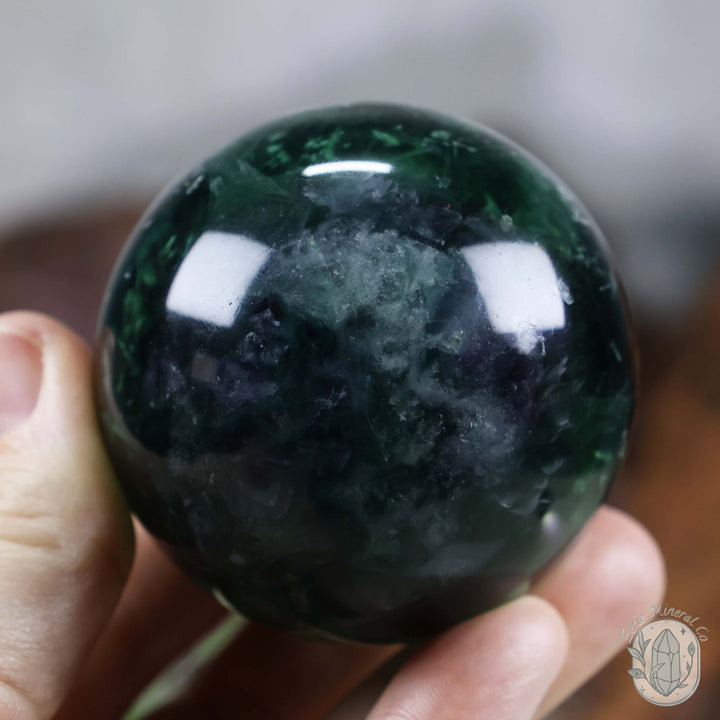 59mm Snowflake "Feather" Fluorite Sphere