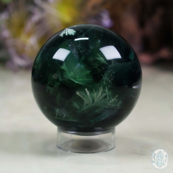 60mm Snowflake "Feather" Fluorite Sphere