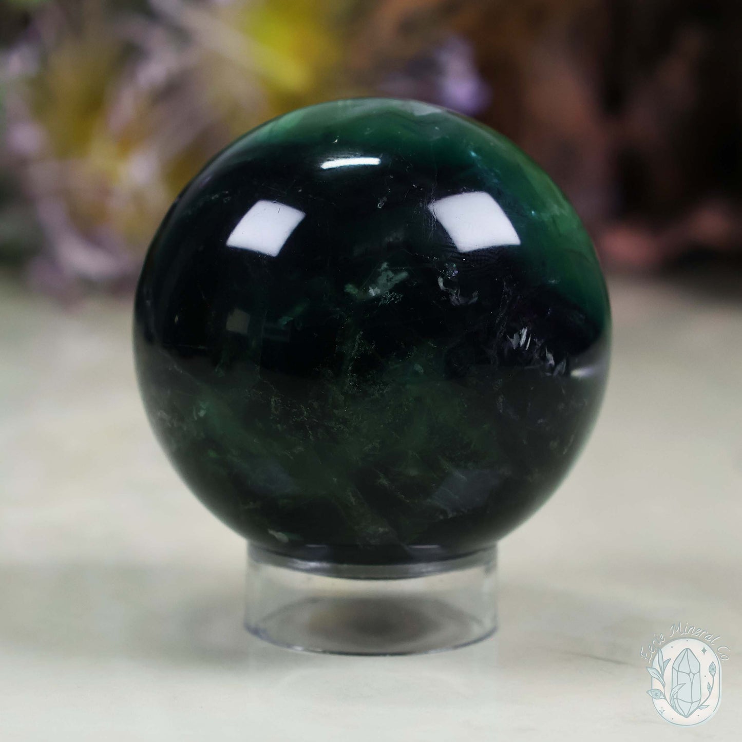 60mm Snowflake "Feather" Fluorite Sphere