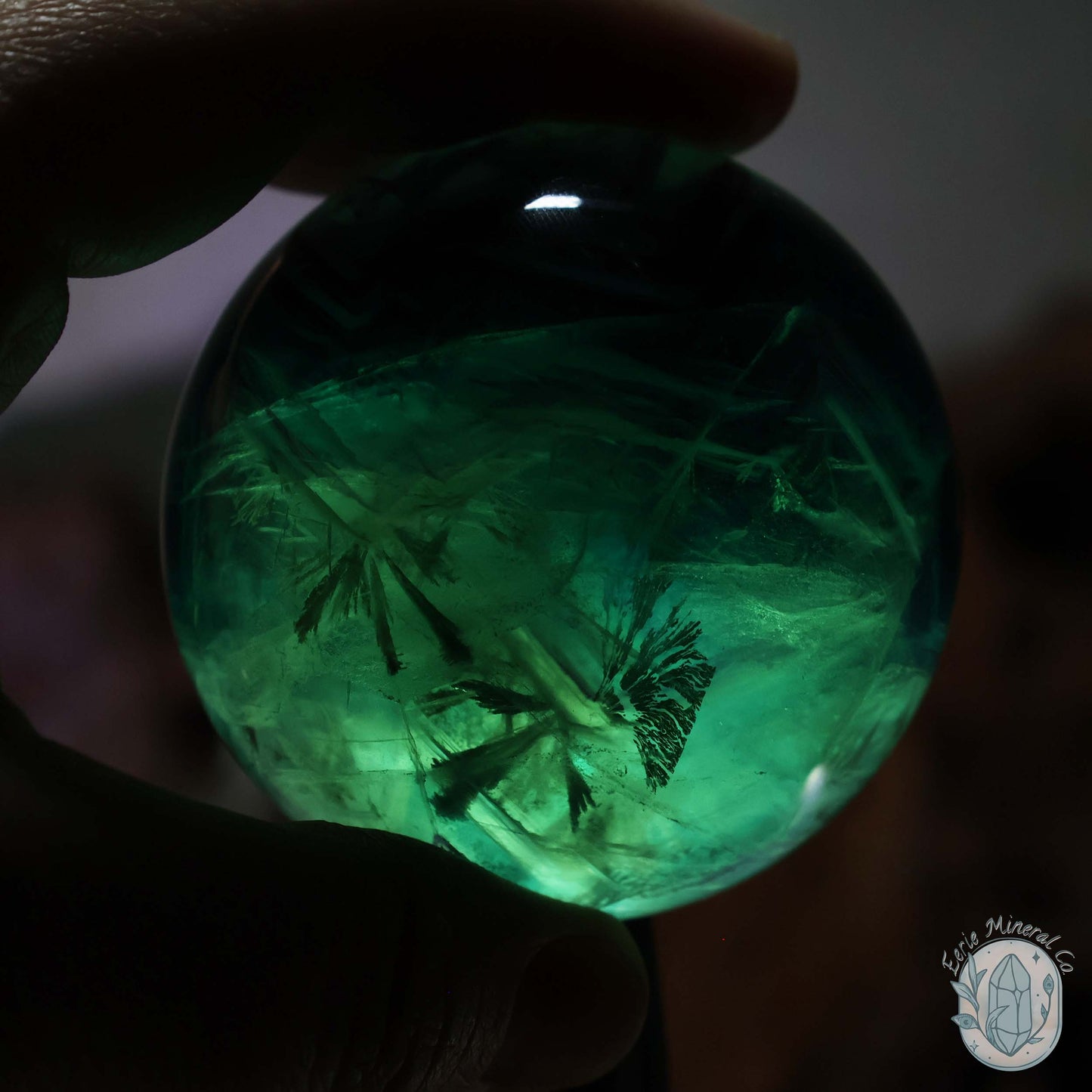 60mm Snowflake "Feather" Fluorite Sphere