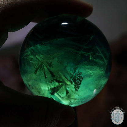60mm Snowflake "Feather" Fluorite Sphere