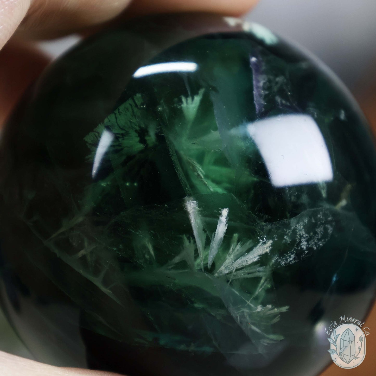 60mm Snowflake "Feather" Fluorite Sphere