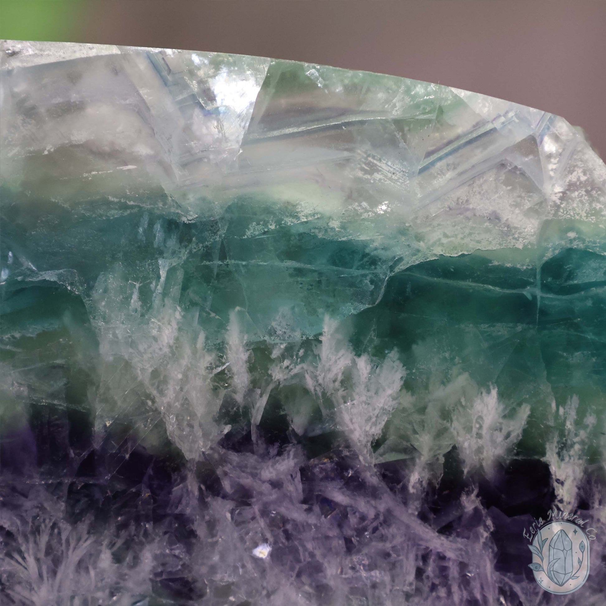 Polished Rainbow Snowflake Feather Slab With Stand