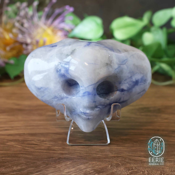 Alien head carving on display stand - uv reactive.