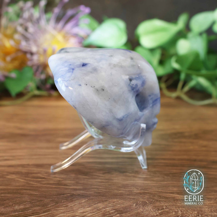 Sodalite Alien head carving on display stand - uv reactive