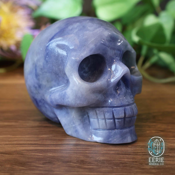 UV Reactive sodalite crystal skull carving