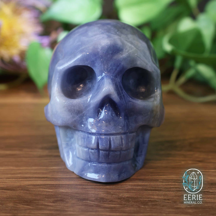 UV Reactive sodalite crystal skull carving