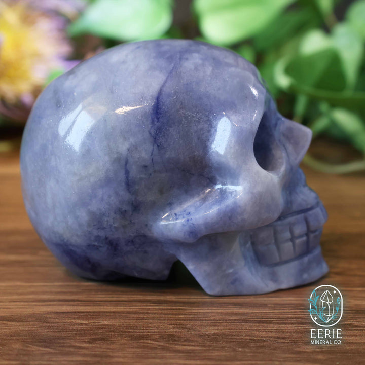 UV Reactive sodalite crystal skull carving