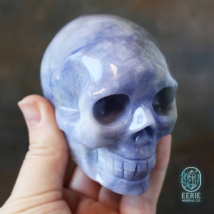 UV Reactive sodalite crystal skull carving