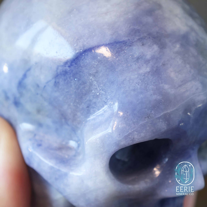 UV Reactive sodalite crystal skull carving