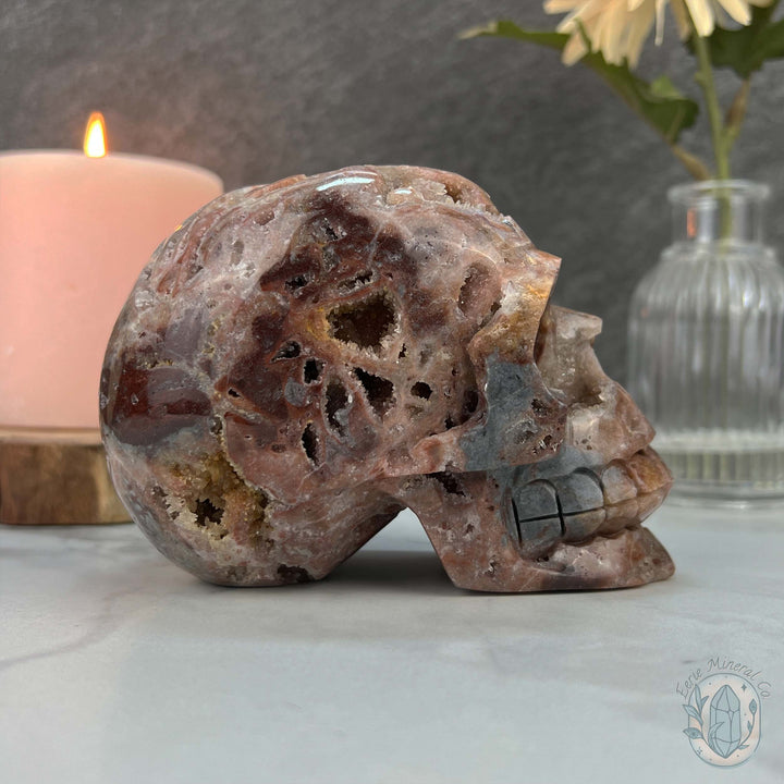 4.50" Polished Brown Druzy Sphalerite Skull Carving