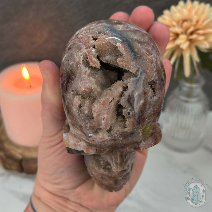 4.50" Polished Brown Druzy Sphalerite Skull Carving