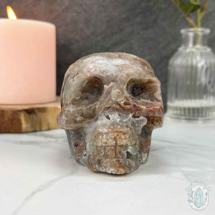 Polished Sphalerite and Fluorite Skull Carving