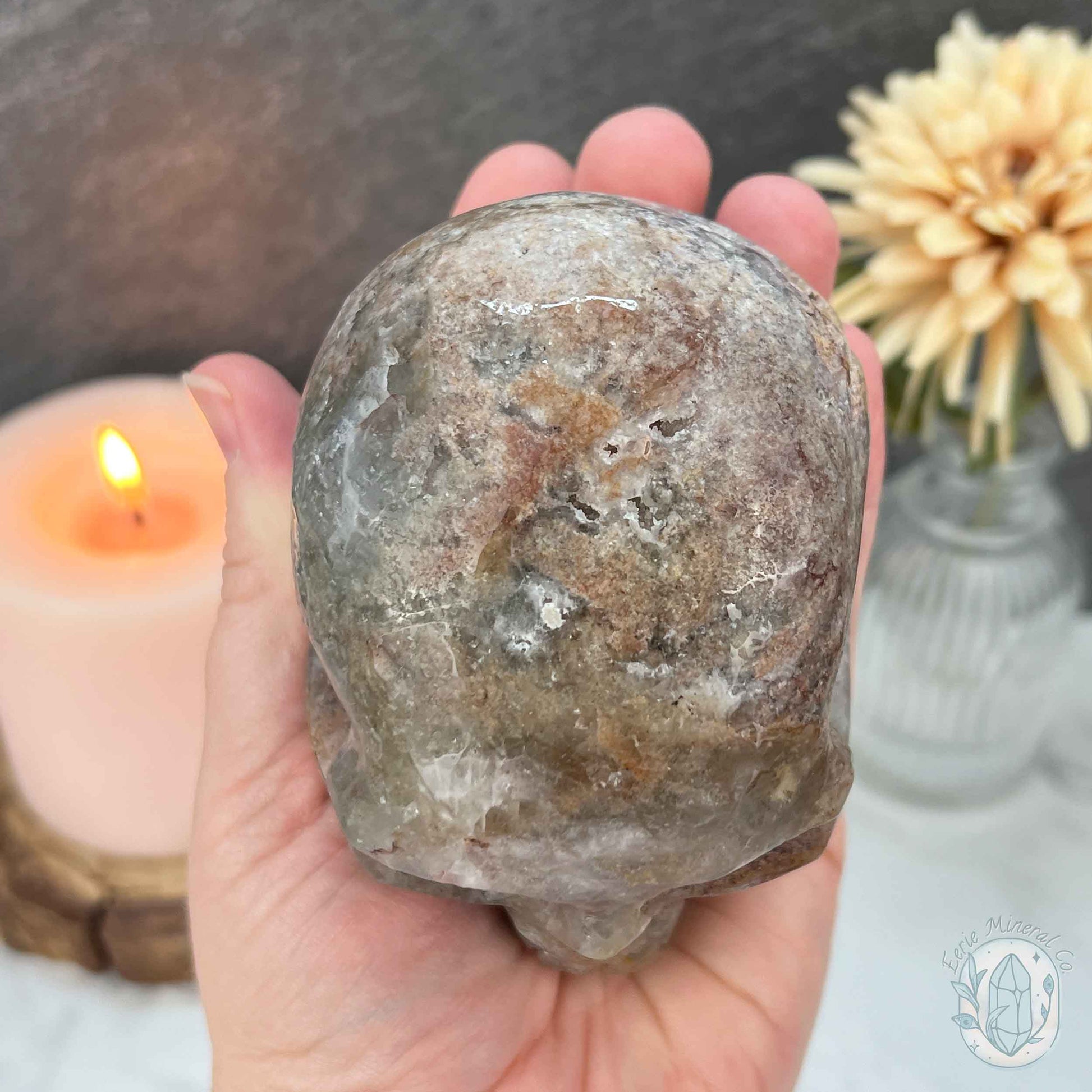 Polished Sphalerite and Fluorite Skull Carving