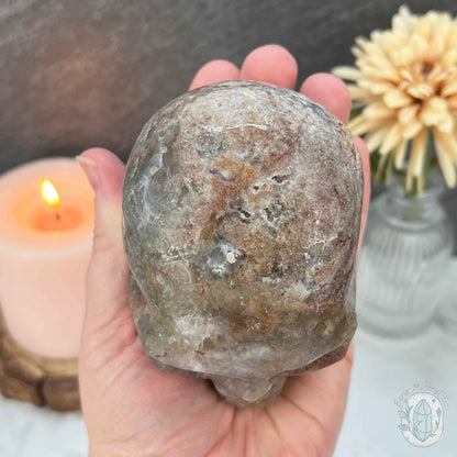 Polished Sphalerite and Fluorite Skull Carving