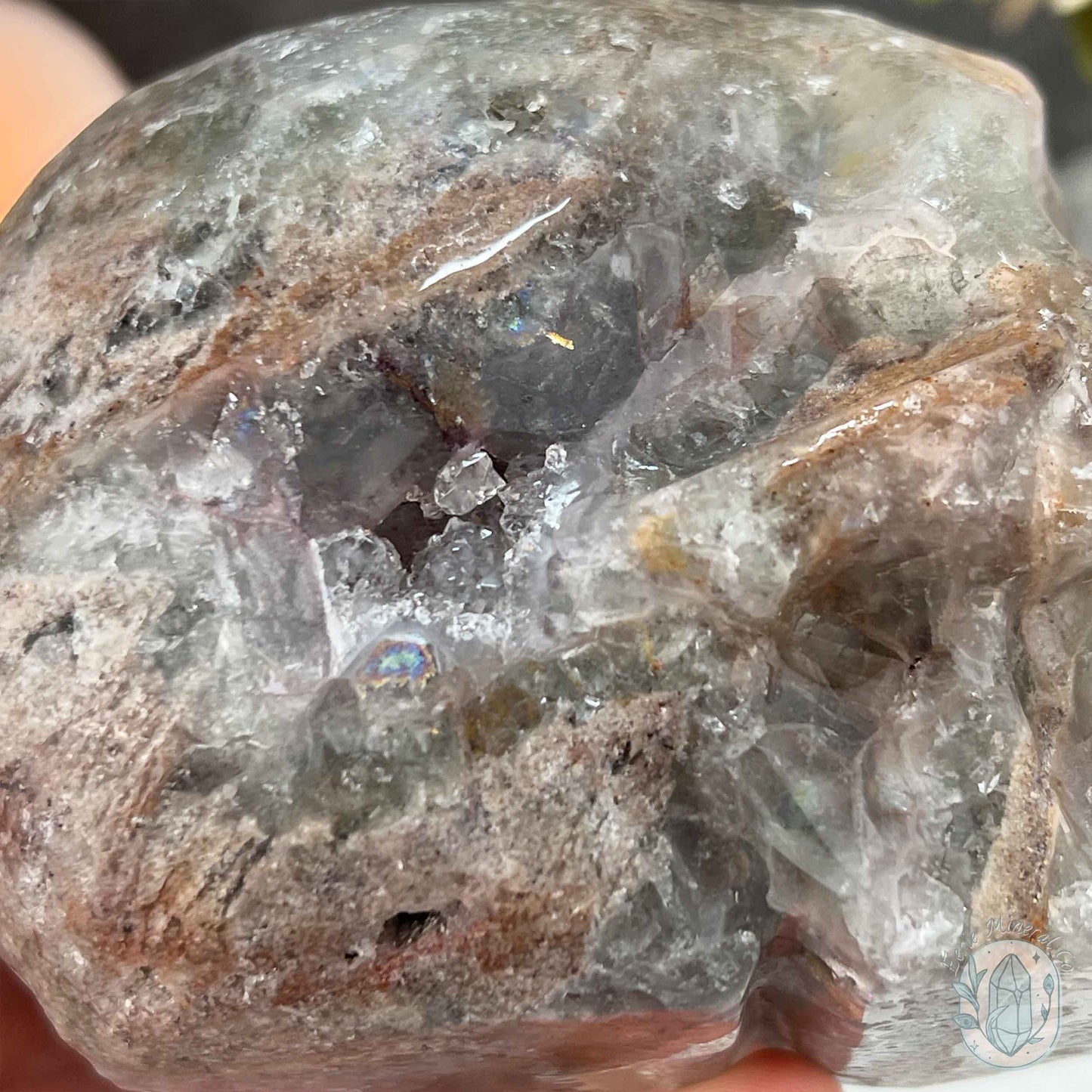 Polished Sphalerite and Fluorite Skull Carving