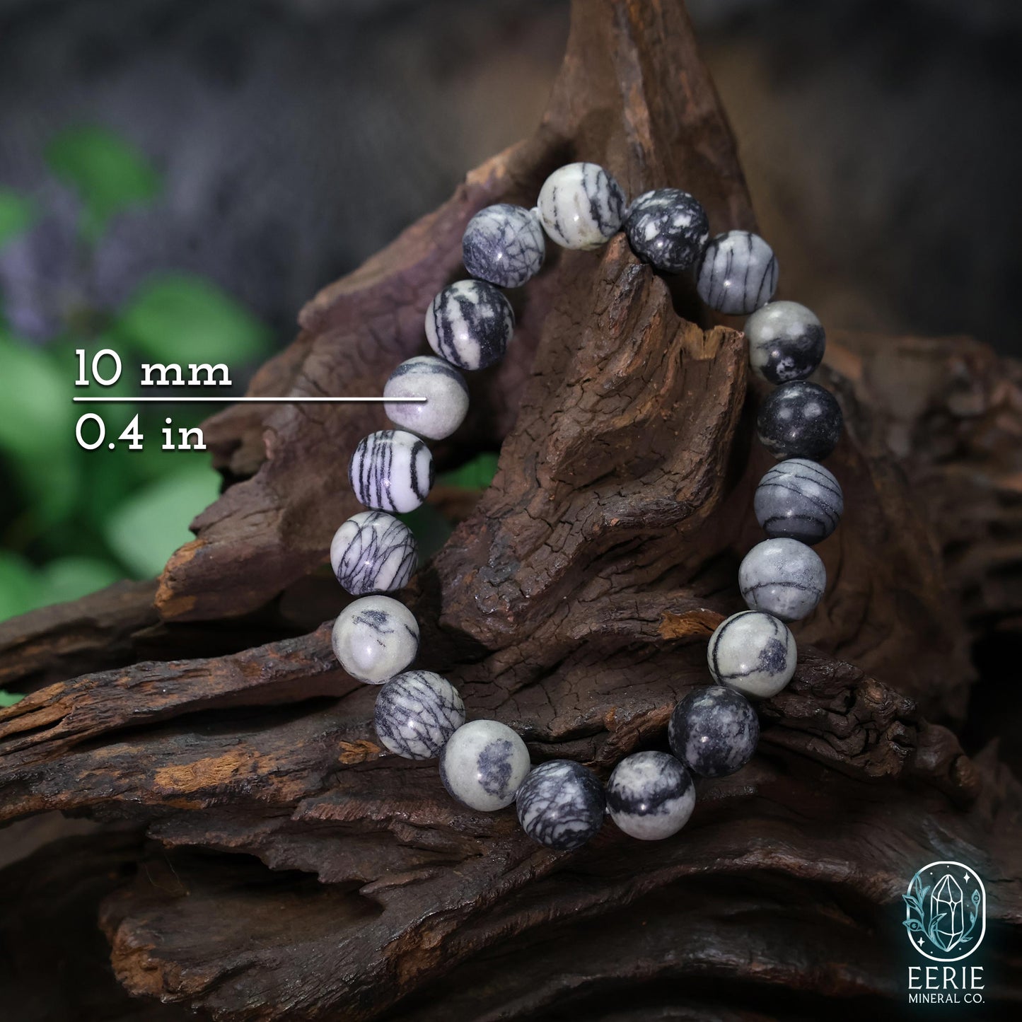Polished Spiderweb Jasper Beaded Stretch Bracelet