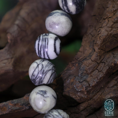 Polished Spiderweb Jasper Beaded Stretch Bracelet