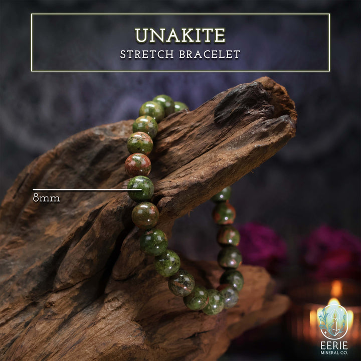 Unakite Gemstone Beaded Boho Stretch Bracelet