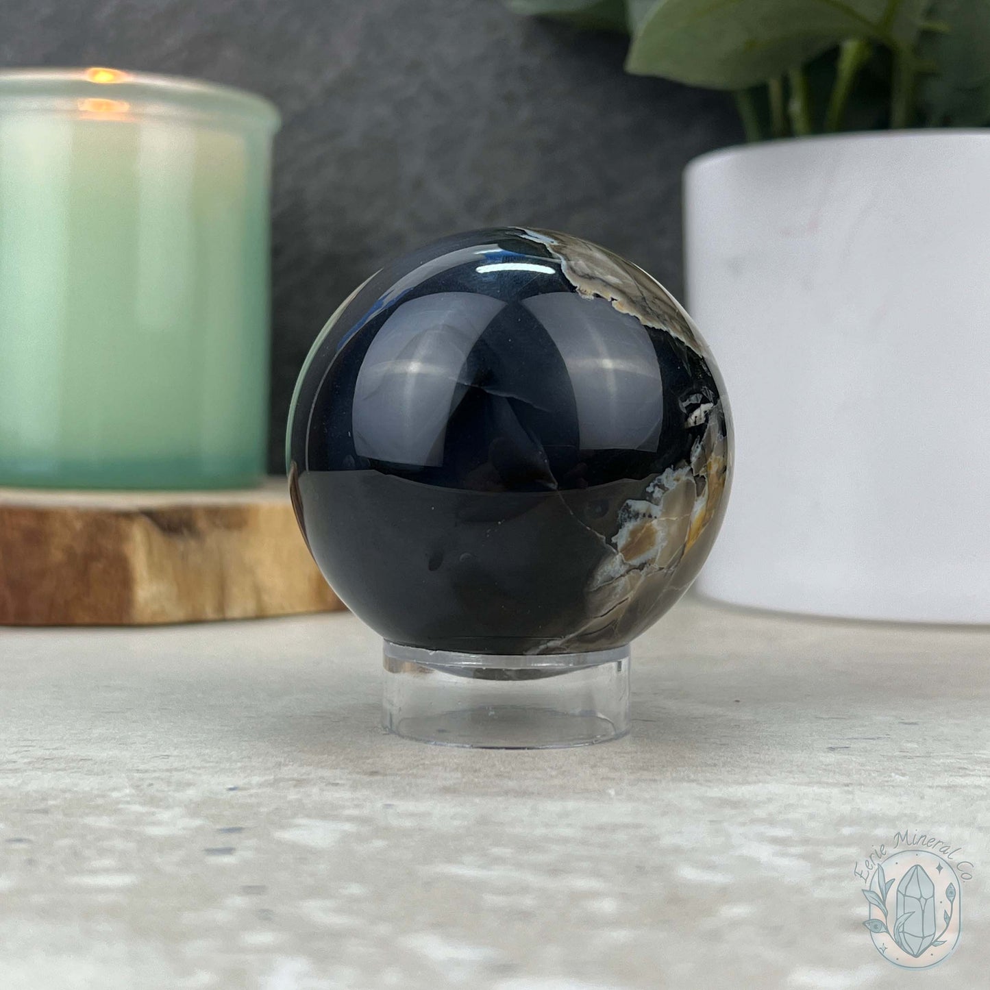 57mm UV Reactive Volcano Agate Polished Sphere