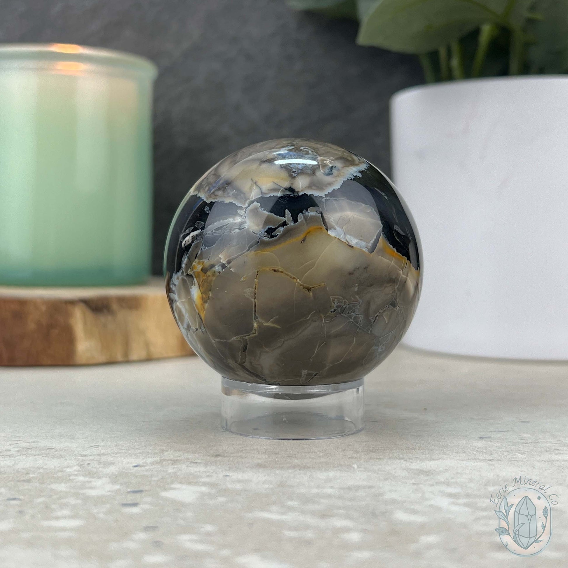 57mm UV Reactive Volcano Agate Polished Sphere