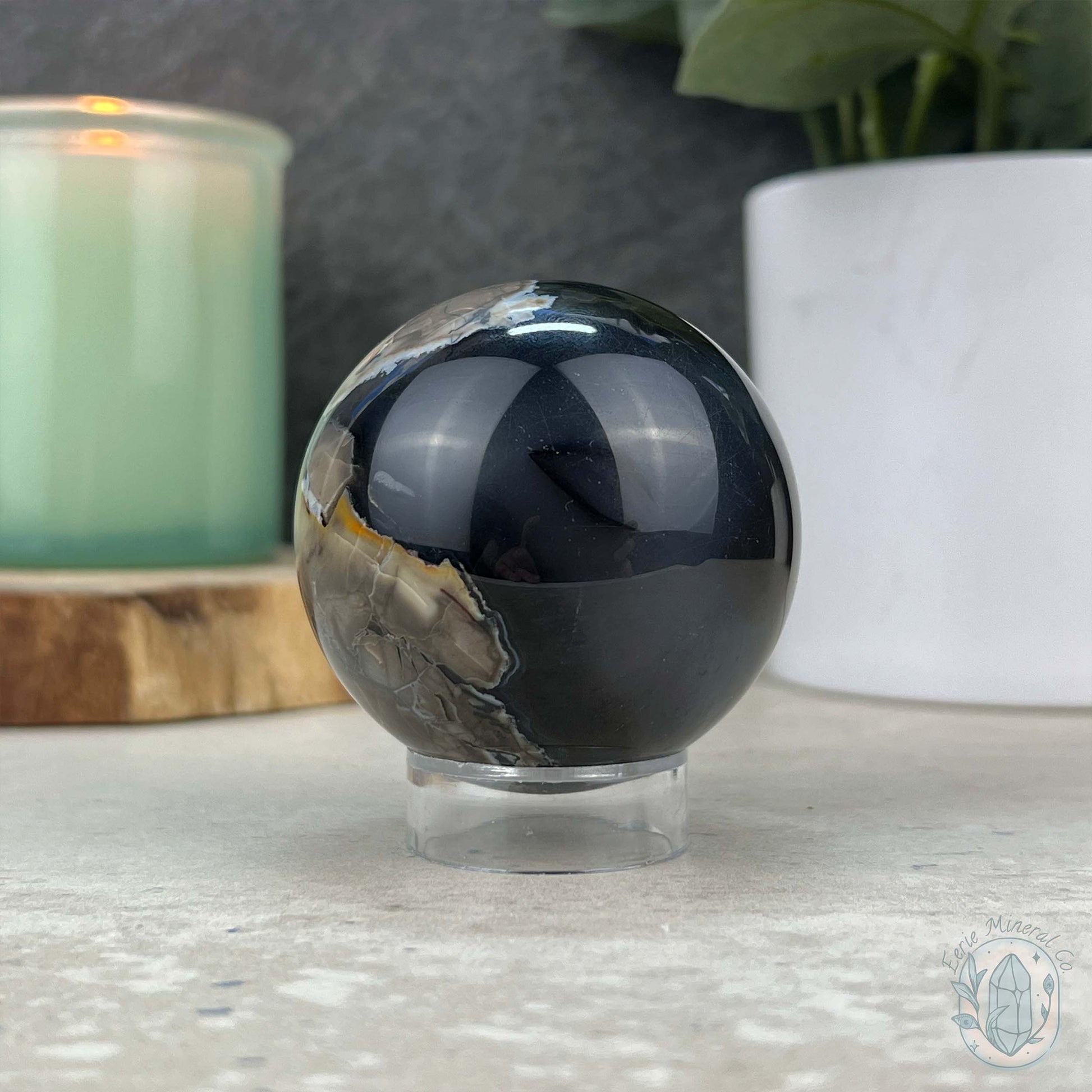 57mm UV Reactive Volcano Agate Polished Sphere