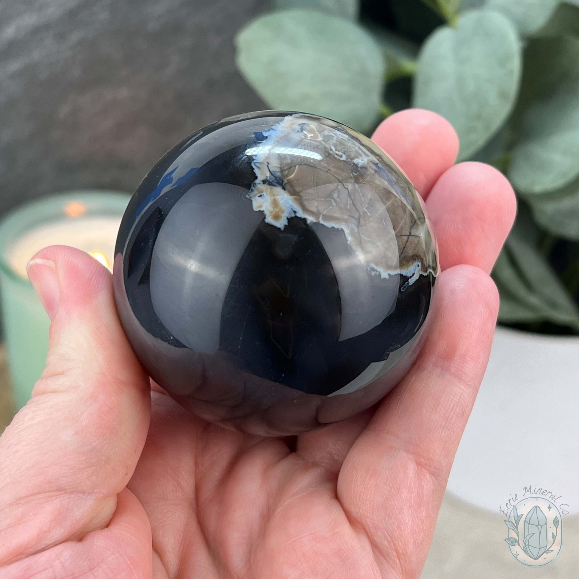 57mm UV Reactive Volcano Agate Polished Sphere