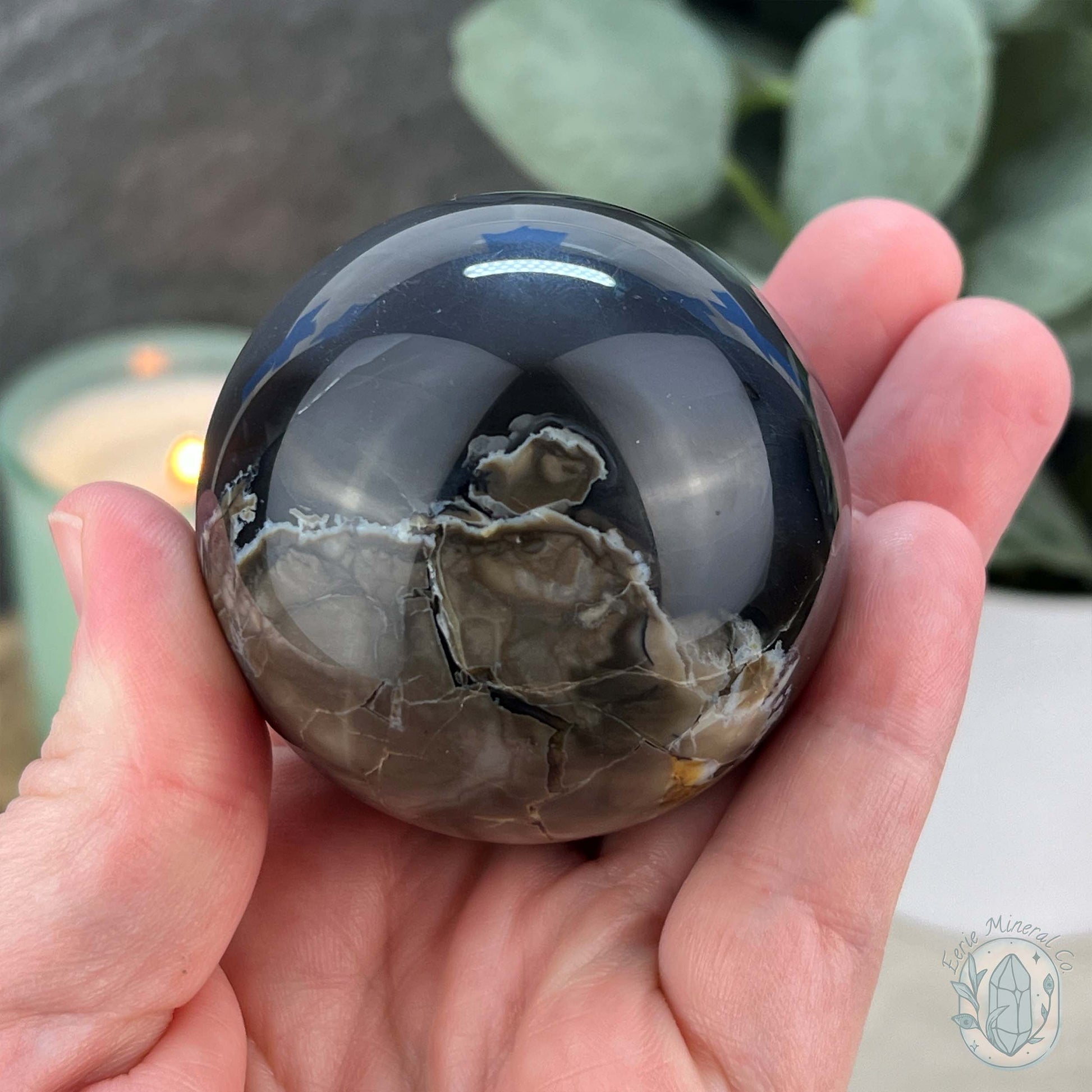 57mm UV Reactive Volcano Agate Polished Sphere