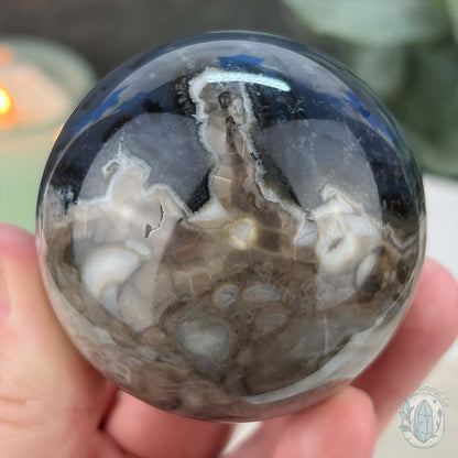 57mm UV Reactive Volcano Agate Polished Sphere