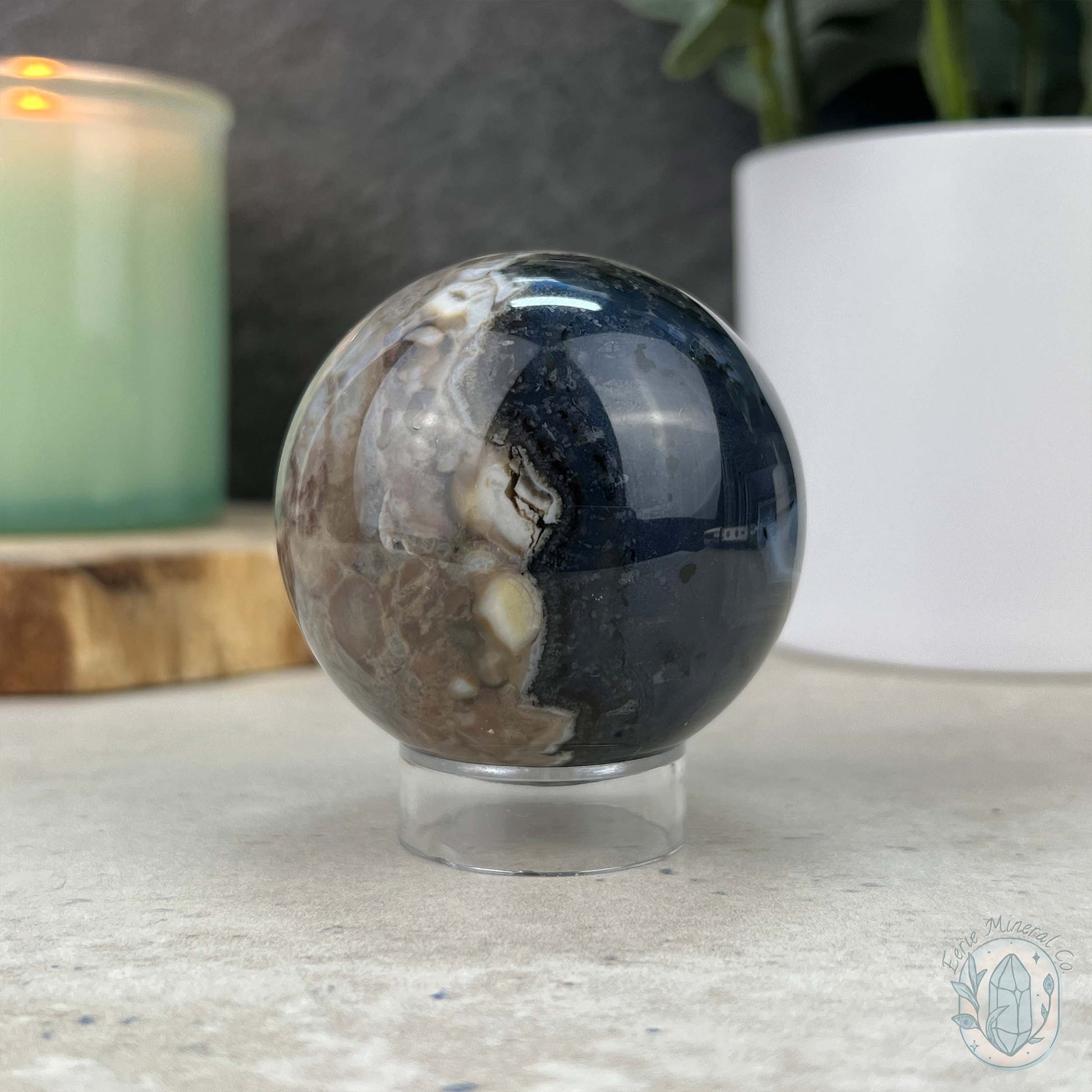 57mm UV Reactive Volcano Agate Polished Sphere