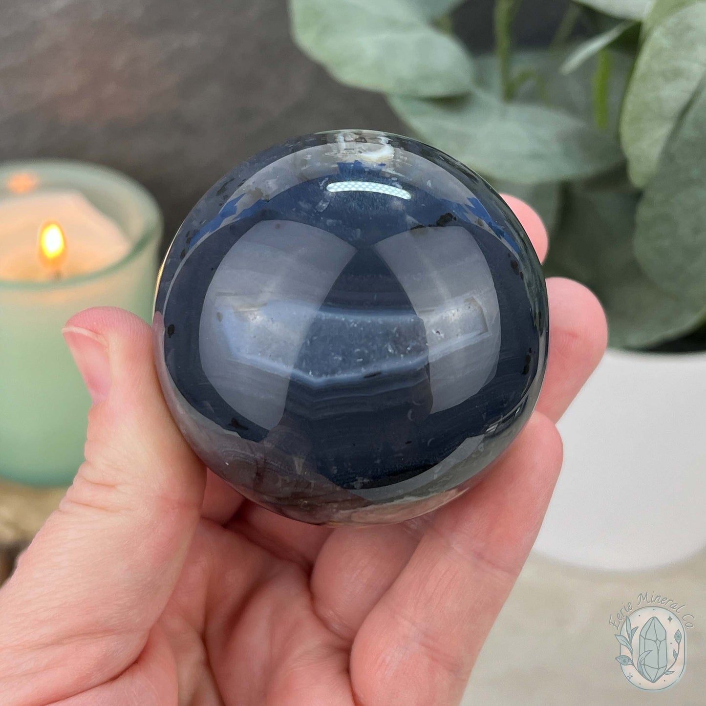 57mm UV Reactive Volcano Agate Polished Sphere