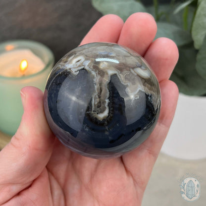 57mm UV Reactive Volcano Agate Polished Sphere