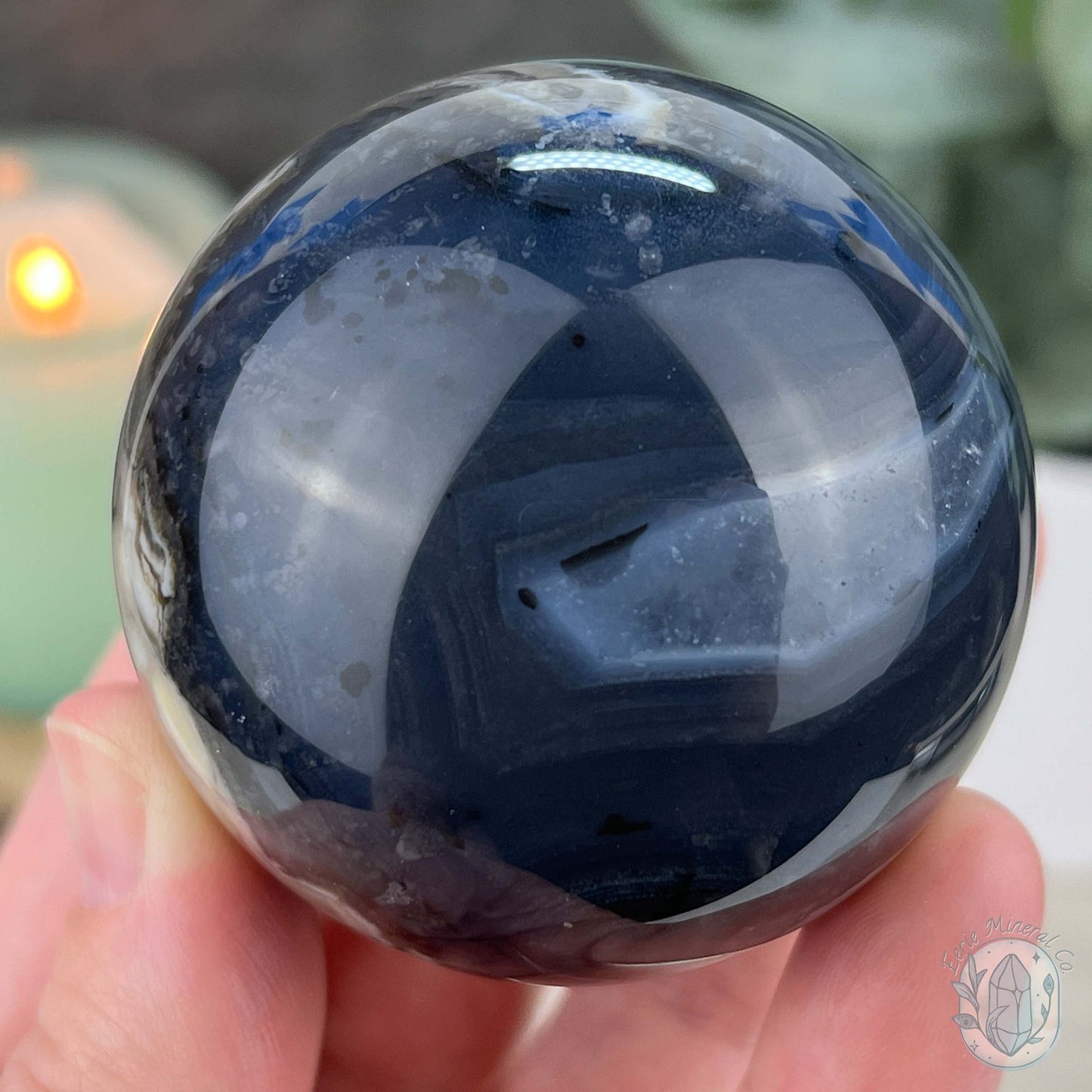 57mm UV Reactive Volcano Agate Polished Sphere