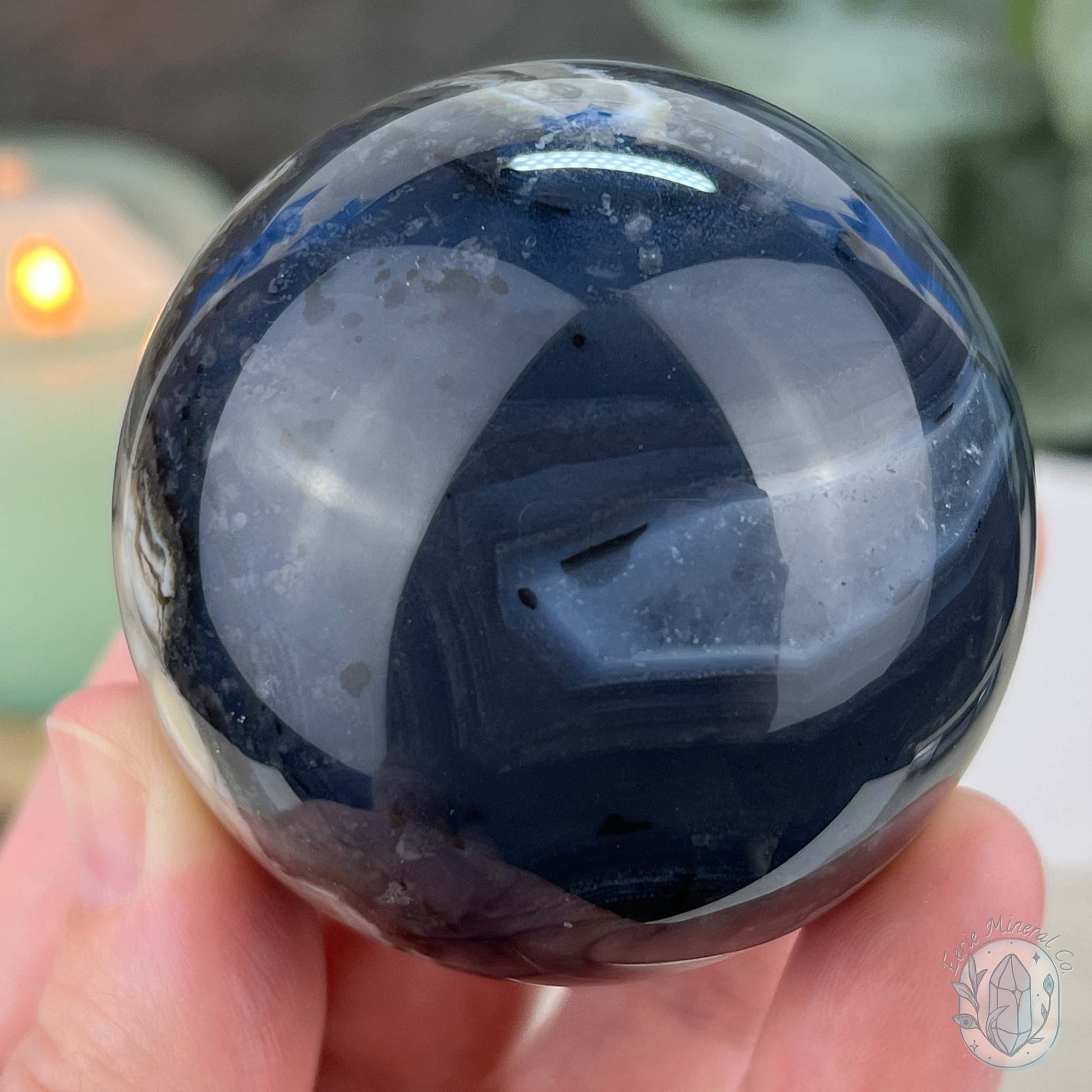 57mm UV Reactive Volcano Agate Polished Sphere