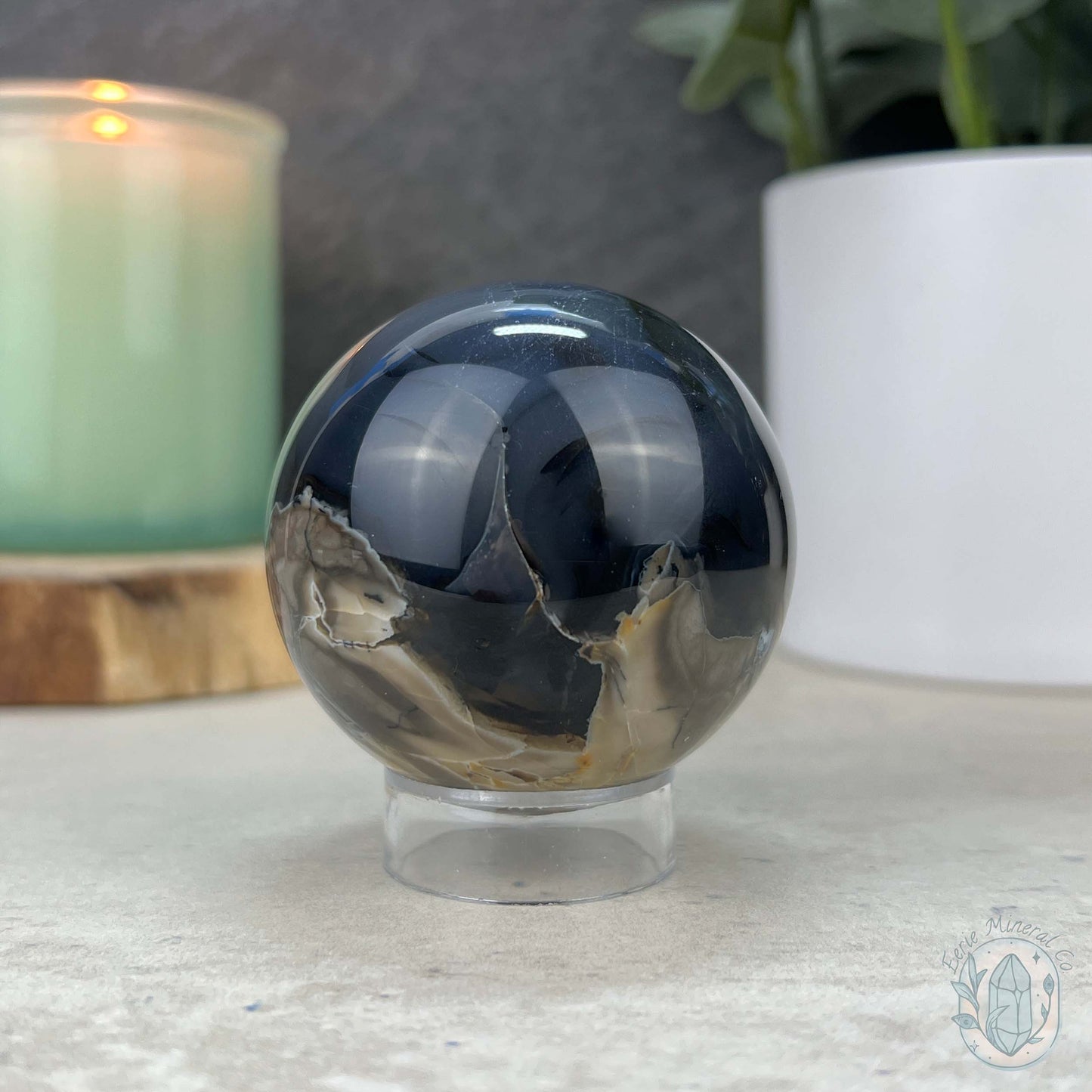 56mm UV Reactive Volcano Agate Polished Sphere