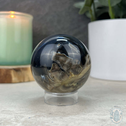 56mm UV Reactive Volcano Agate Polished Sphere