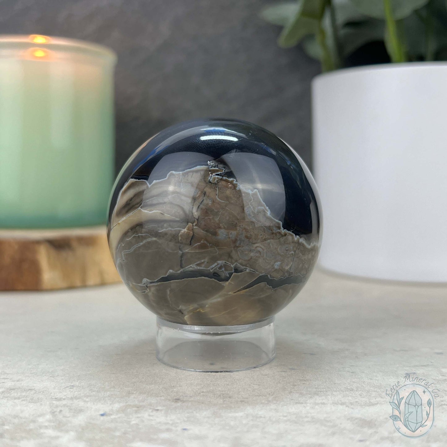 56mm UV Reactive Volcano Agate Polished Sphere