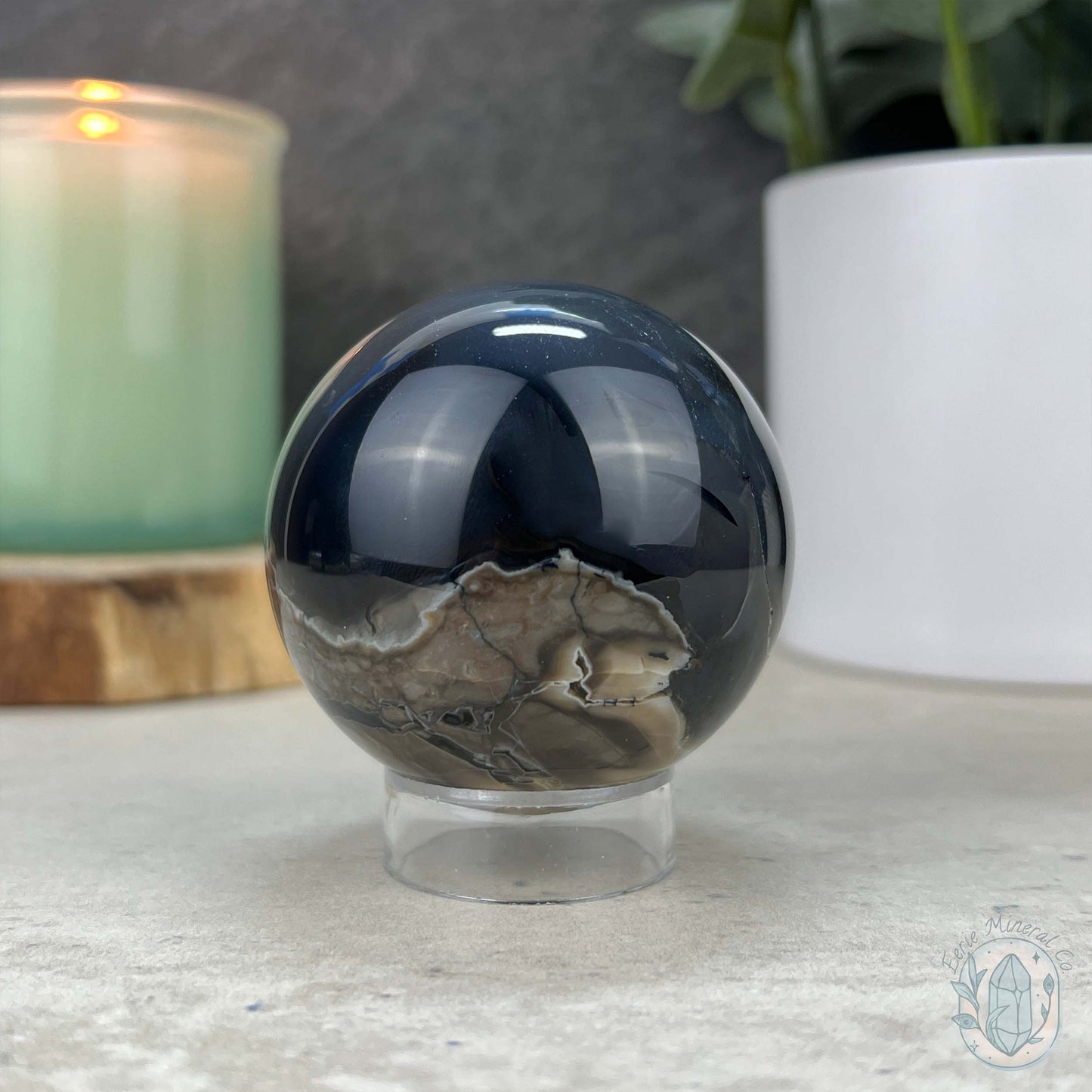 56mm UV Reactive Volcano Agate Polished Sphere