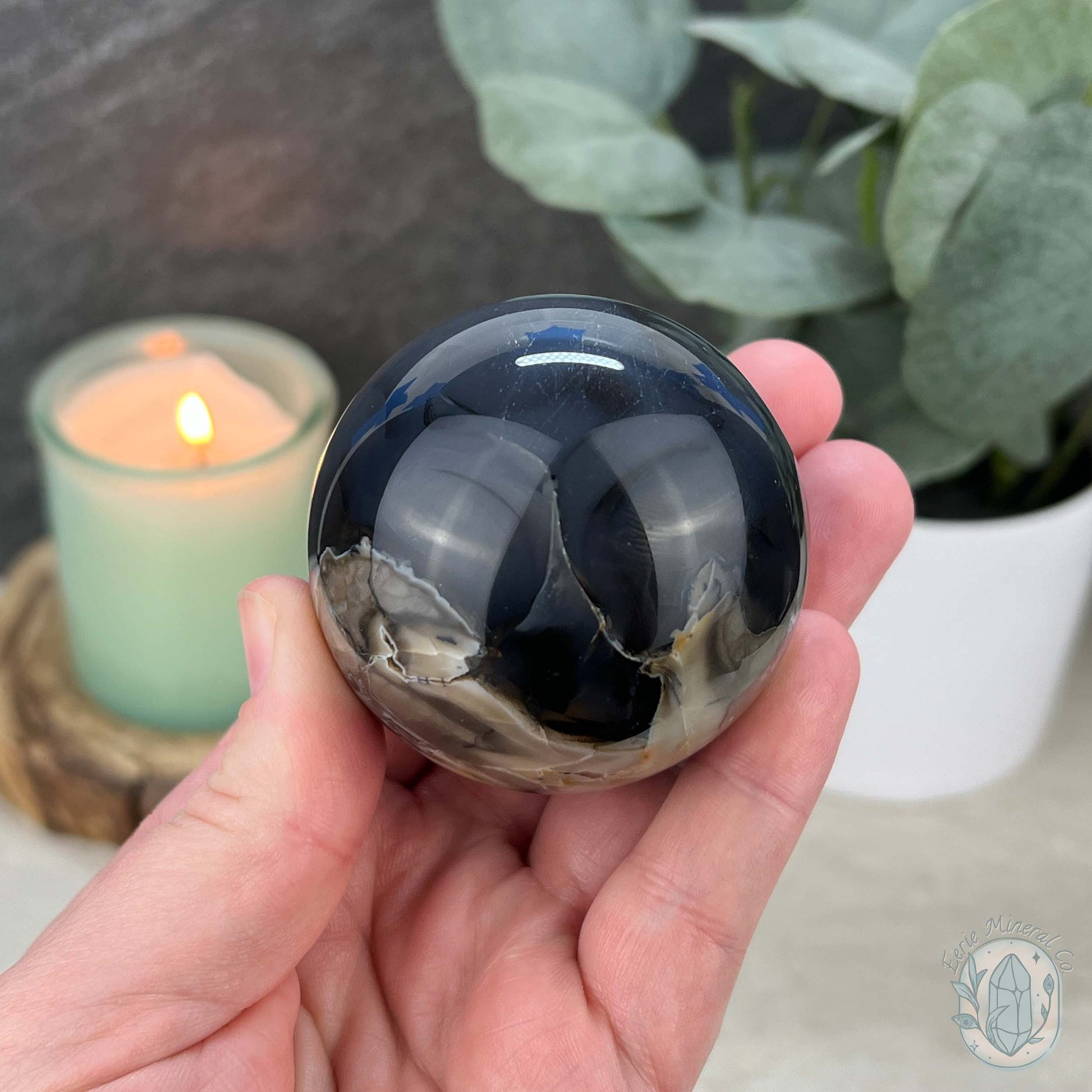 56mm UV Reactive Volcano Agate Polished Sphere